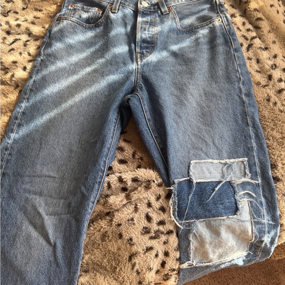Levi's Blue Boyfriend Jeans with Patchwork